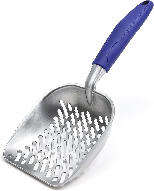 Cat Litter Scoop, Kitty Metal Scooper with Long Handle — scoop for best cat litter box travel compact