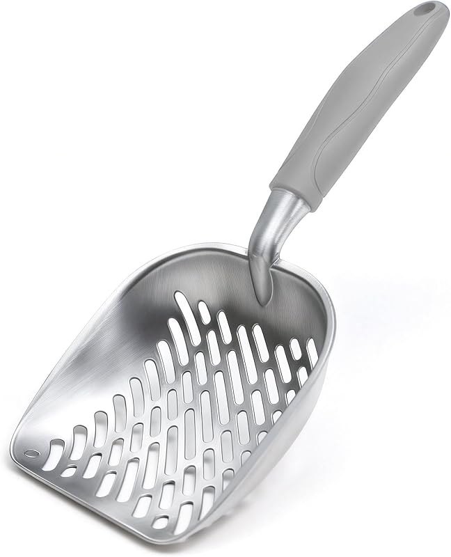 Cat Litter Scoop, Kitty Metal Scooper with Long Handle — scoop for best cat litter box travel compact