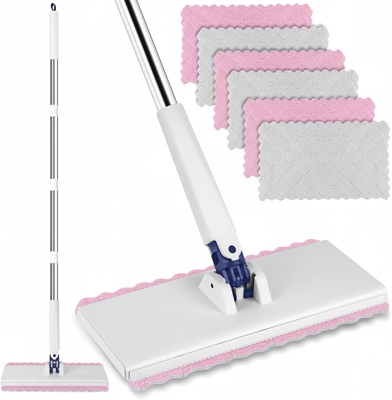 Snap Grip Mini Mop with 6 Washable Pads, Zero-Touch Flat Floor Mop for Wall — Cloths, mops, and cleaners that do t for