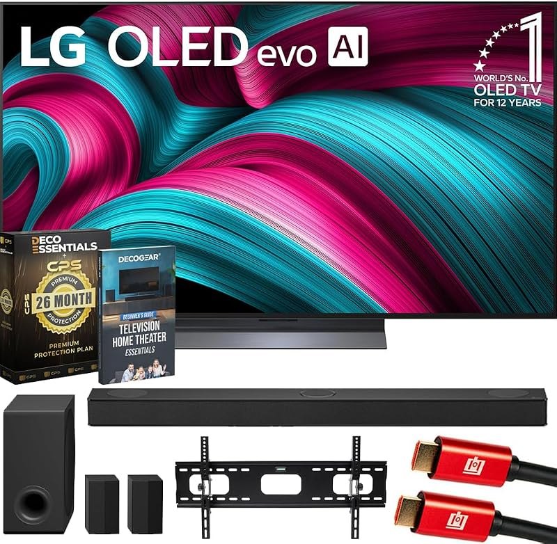 LG 55 Inch C5 Series OLED evo 4K UHD webOS TV (2025) OLED55C5PUA Bundle with S80TR Soundbar, 26 Month Protection Pack