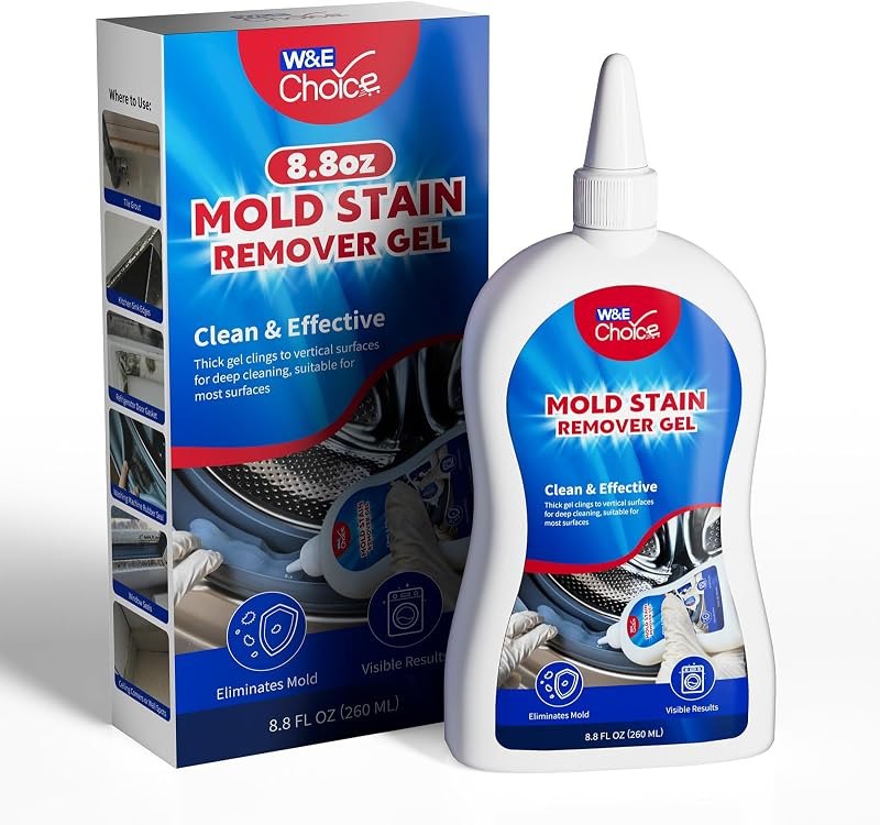 W&E Choice Mold Stain Remover Gel Cleaner for Shower, Bathroom Tile Grout and Caulk - Heavy Duty Mildew Stain Cleaner