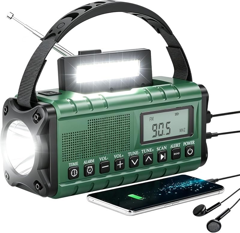 10000mAh/37000mWh Emergency Radio-Weather Radio Portable AM FM Auto Scan — noaa weather radio for emergency crank radio