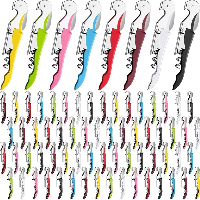 Raiten 100 Pack Waiter Corkscrew Wine Opener Double Hinged Wine Key Bottle Opener with Foil Cutter Heavy Duty