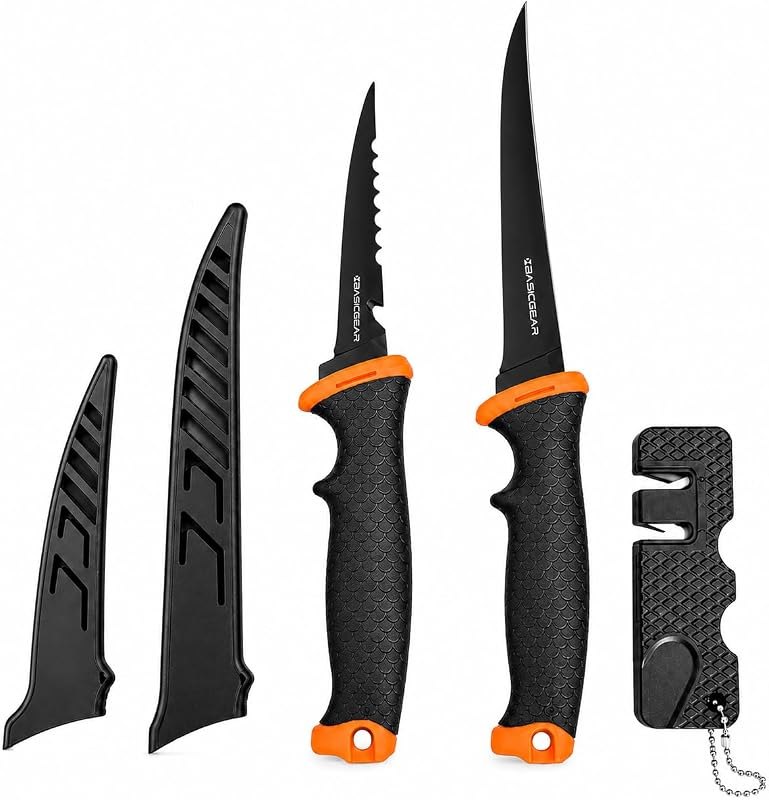 BasicGear Fishing Knife Set of 2, 4" & 6", Stainless Steel — filet knife pack for filet knife under 30 budget