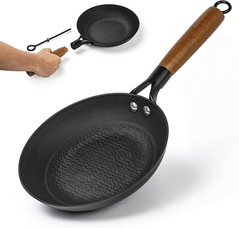 8-Inch Small Cast Iron Skillet, Lightweight Titanium Enameled Frying Pan — enamel for best cast iron skillet travel