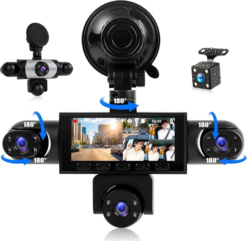 360 Degree View Dash Cam for Cars,5 Channel Dash Cam Car Camera Front and Rear Inside Left Right,3.16” Dashcams with