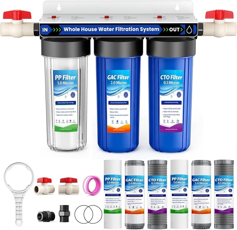 Whole House Water Filter System for Well Water,3-Stage,2-Year Filter Supply