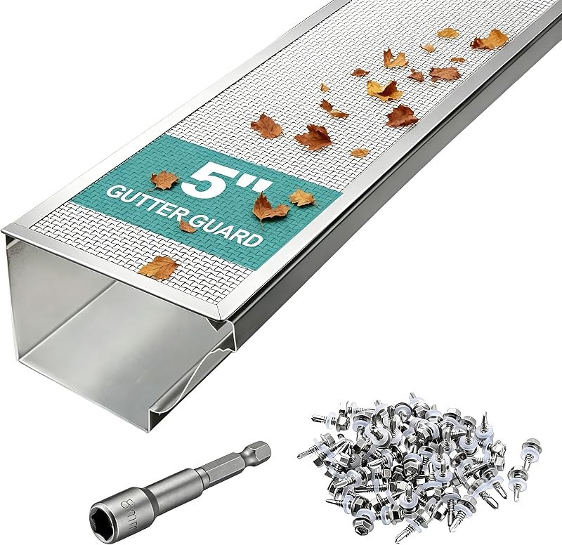 100 FT Micro Mesh Gutter Guards 5 Inch, Heavy Duty 100% Stainless Steel Micro Mesh Gutter Covers for Leaf, Debris &