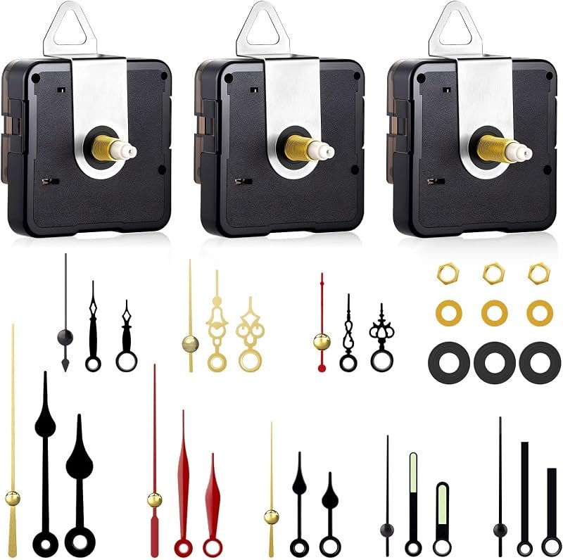 3 Pack Clock Mechanism Replacement Kit with 8 Pairs Small Hands — Craft replacement for craft kit