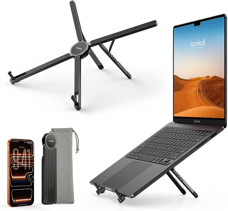 Lamicall Portable Laptop Stand for Desk Travel 0.47in Ultra-Slim Non-Magnet — portable for best laptop stand travel