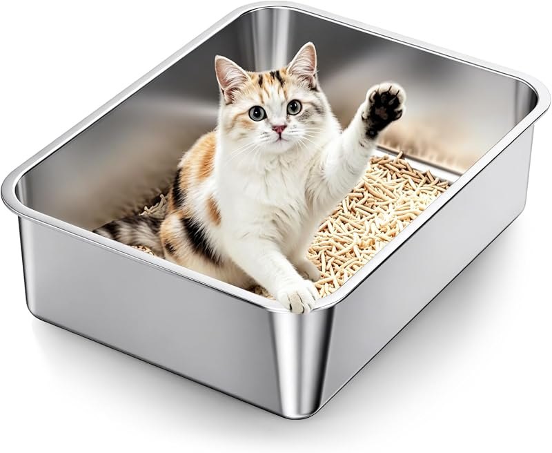 Stainless Steel High Sides Cat Litter Box,Medium — stainless for best cat litter box under 40