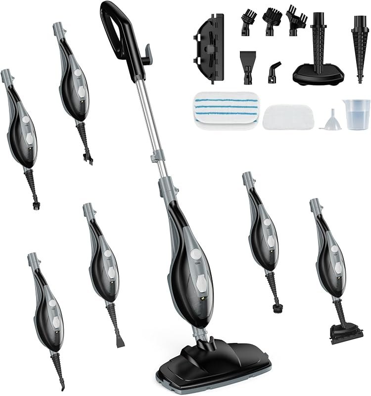 DUMOS 10-in-1 Multifunctional Steam Mop, 1550W Detachable Handheld Steam Cleaner, 16FT Power Cord with 2 Reusable
