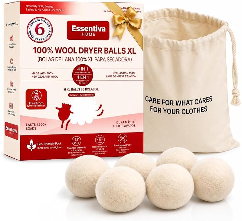 Wool Dryer Balls XL 6 Balls in 1 Pack Reusable — wool dryer balls no leak for wool dryer balls under 30 budget