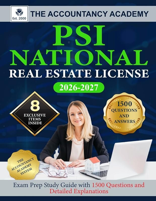 PSI National Real Estate License: Exam Prep Study Guide with 1500 Questions and Detailed Explanations — Real estate