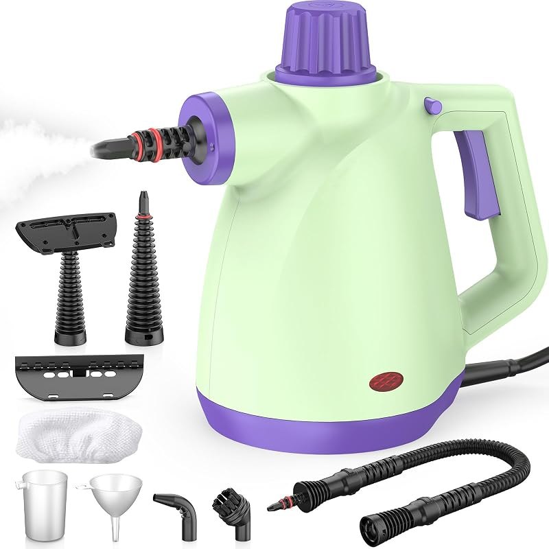 1050W Handheld Steam Cleaner with 9-Piece Accessory Kit, 235°F Pressurized Portable Steamer with Safety Lock