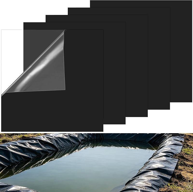 YEXEXINM 5 Pcs 12 x 12 Inches Pond Liner Repair Patch Self-Adhesive Thickened EPDM Pond Liner Seam EPDM Liner Repair