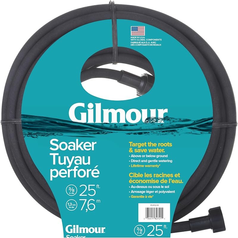 Gilmour Round Soaker Hose 3/8" x 25 ft with Heavy Duty Couplings