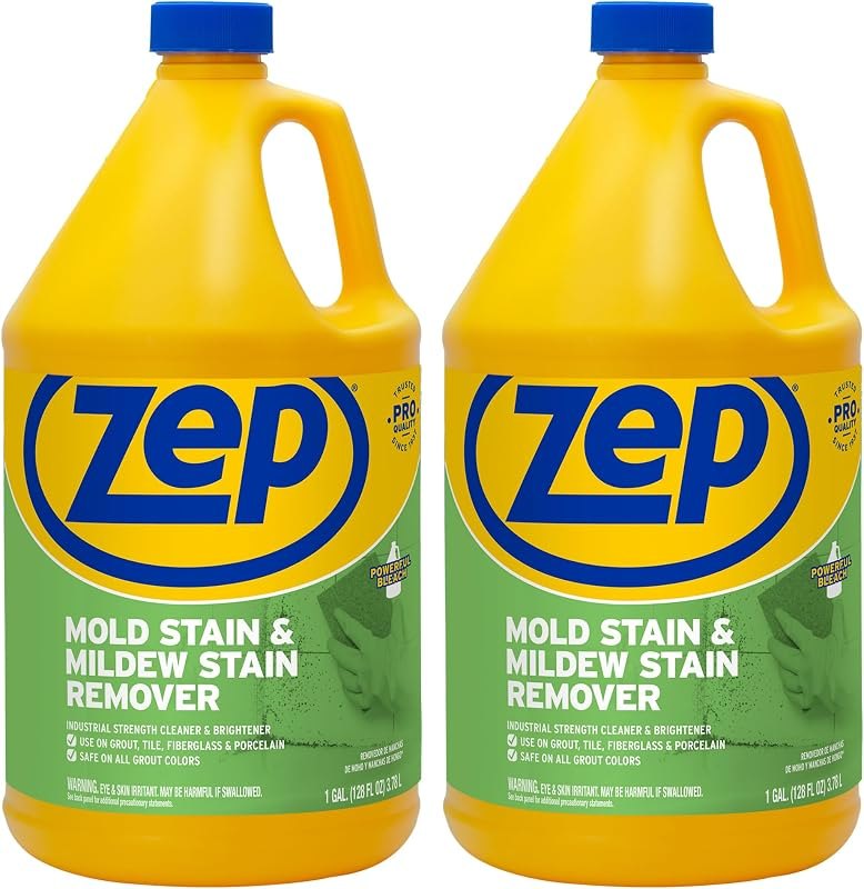 Zep Mold Stain and Mildew Stain Remover 1 Gallon (Case of 2) ZUMILDEW128 - Professional Strength No Scrub Formula —