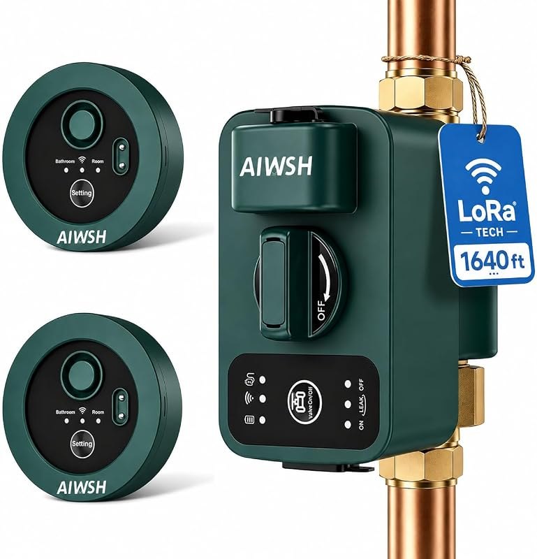 Smart Automatic Water Shutoff Valve & Leak Detector, 15 Sec Auto Shut-Off, Real-Time Leak Detection, No WiFi Required