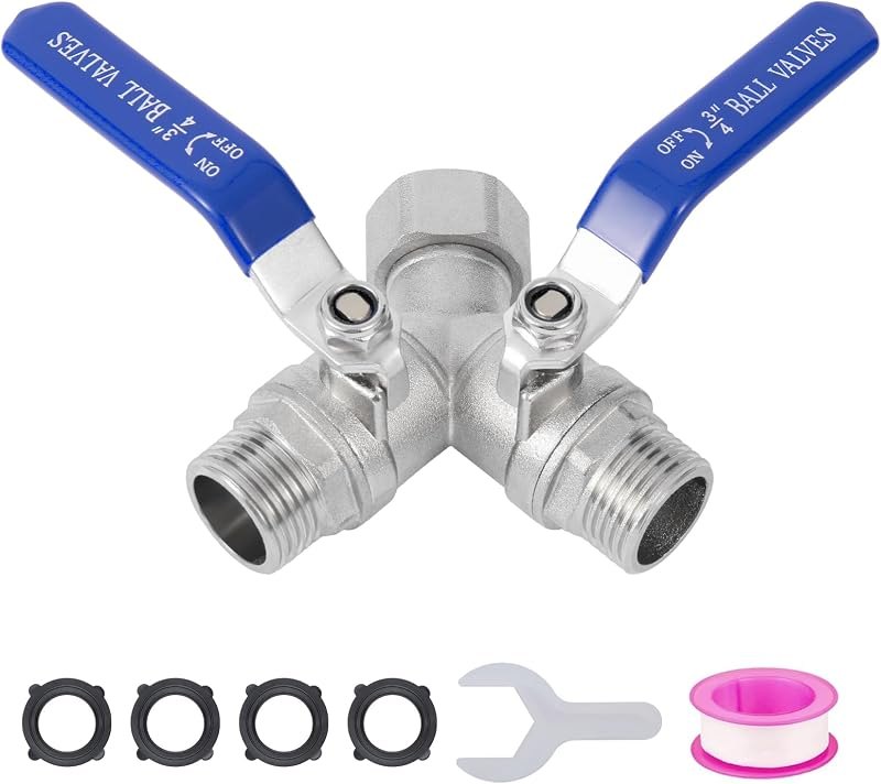 Garden Hose Splitter 2 Way, 304 Stainless Steel Heavy Duty Y Valve, Full Flow with Long Handle, Independent Shutoff
