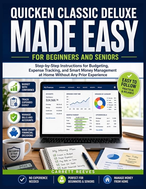 QUICKEN CLASSIC DELUXE MADE EASY FOR BEGINNERS AND SENIORS: Step-by-Step Instructions for Budgeting, Expense Tracking