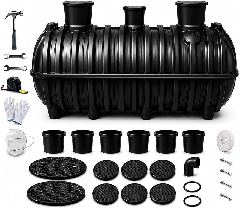 396 Gallon Septic Tank System Kit, High Capacity Plastic Septic Tank for Residential & Off Grid Septic System Use