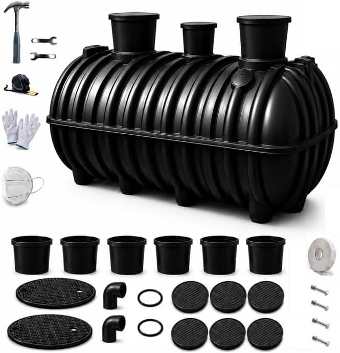 264 Gallon Underground Septic Tank Kit, Plastic Septic Tank System for 3 — Septic kit for septic kit