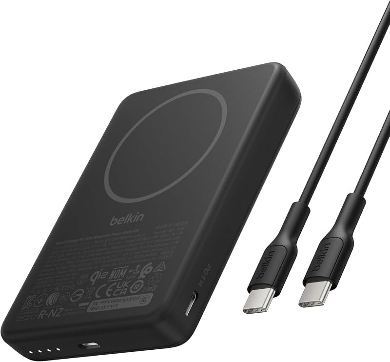 Belkin 10000mAh Qi2 15W Slim Magnetic Power Bank with USB C Cable — wireless for best power bank best rated