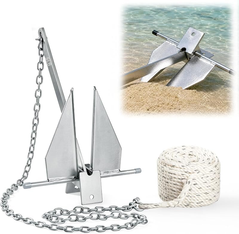Heavy Duty Boat Anchor Kit with a 3.5/5/8/10/13/18/22 lb Danforth Anchor,Anchor Chain,Rope and Shackles,Fluke Anchor