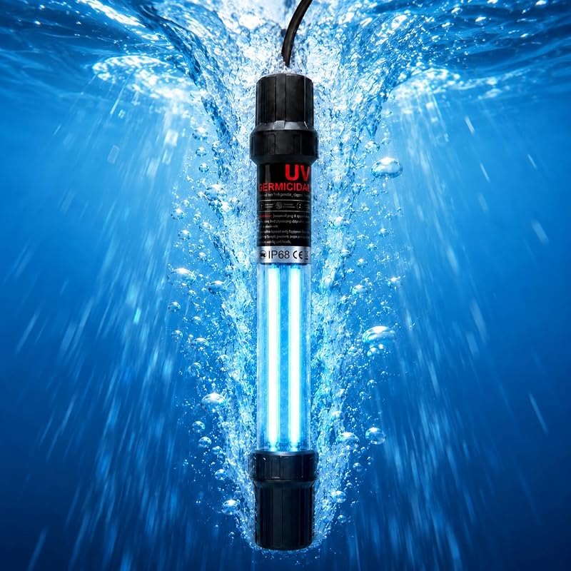 20W Pond UV Light with Timer UV Pond Water Clarifier for 100-1000 Gallon 18FT, IP68 Waterproof Submersible UV-C Lamp
