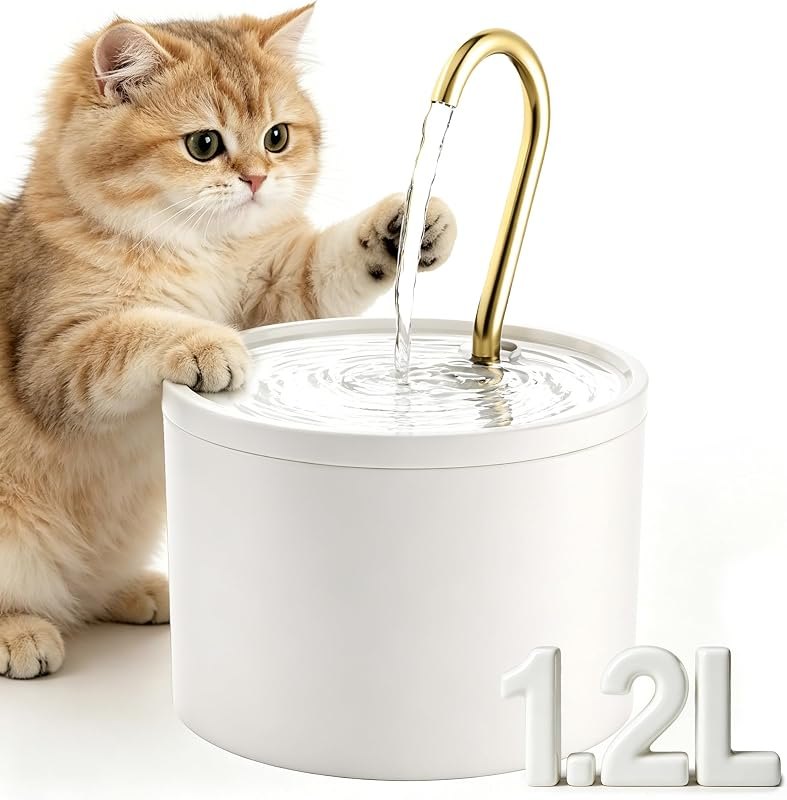 Tomxcute Ceramic Cat Water Fountain, 1.2L/40oz Mini Pet Dispenser for Cats — fountain for best cat litter box under 40