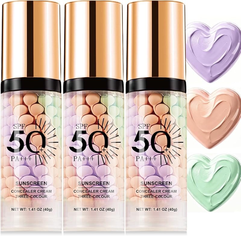 3PCS 3 In 1 Primer for Face Before Makeup, SPF 50 Sunscreen Isolation Cream — Makeup and SPF that will not break y for