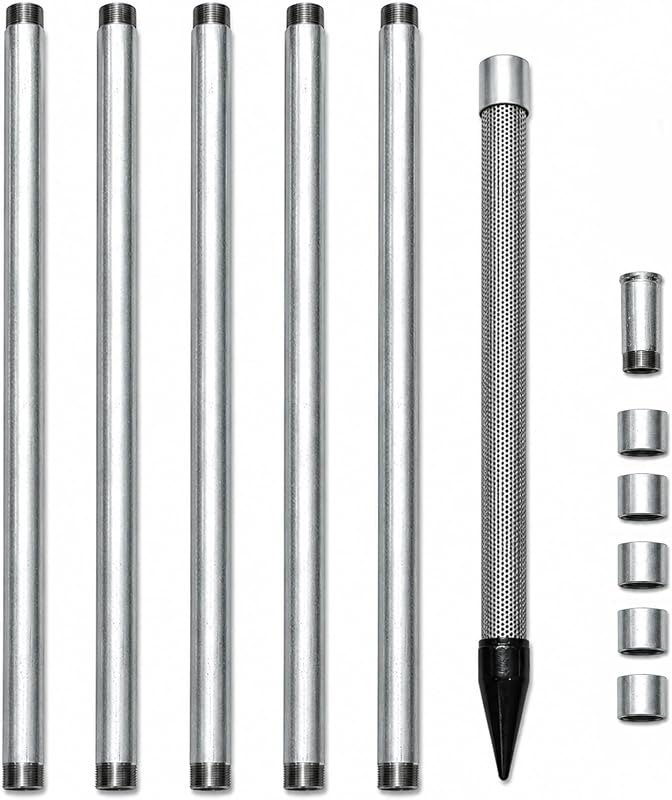 Sand Point Well Kit, 1-1/4 water well drilling kit 36" Well Point Pipe with 60 Gauze Mesh Screen and Cast Iron Point