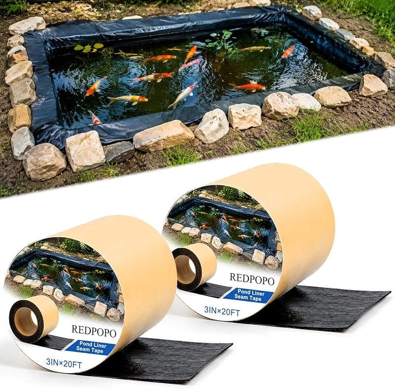 2pack Pond Liner Seam Tape, Total 3IN X 40FT Double Sided Butyl Rubber for EPDM Liners, Waterproof Tape Repair Patch
