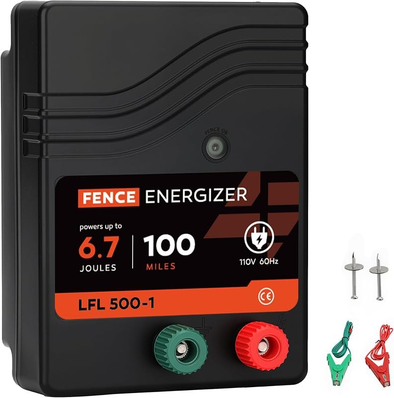 Electric Fence Charger, Electric Fence Energizer 6.7 Joule Ac Powered — electric-fence-charger-pack for electric fence
