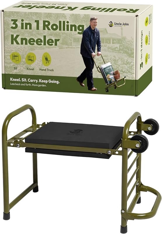 Uncle John Garden Kneeler and Seat with Rolling Hand Truck Mode