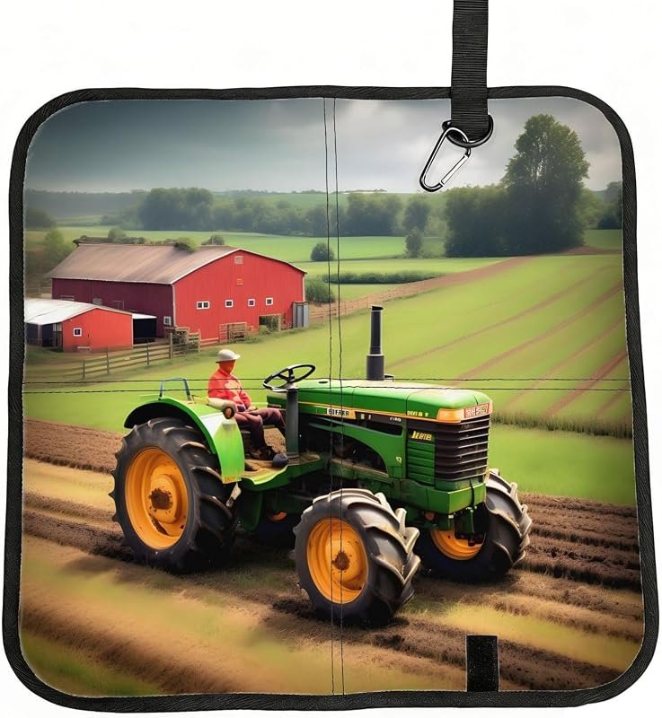 Tractor Farm Pattern Print Compact Seat Cushion Travel Pad Folding Outdoor Sitting Mat Lightweight Waterproof —