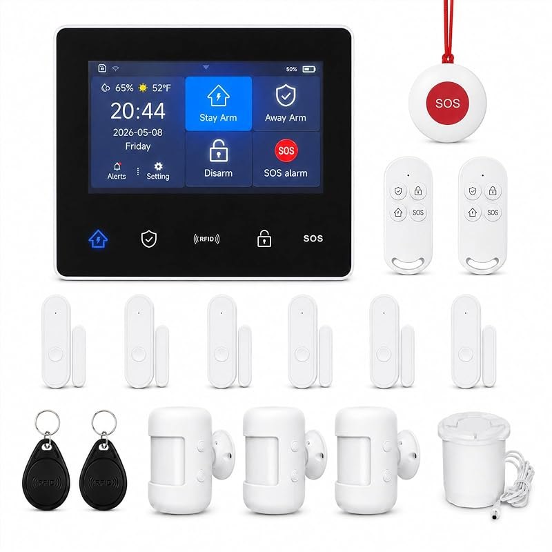 GEN 2 Wireless Home Security System, 16-Piece DIY Alarm Kit for House & Apartment, WiFi & 4G Touchscreen Hub, Door