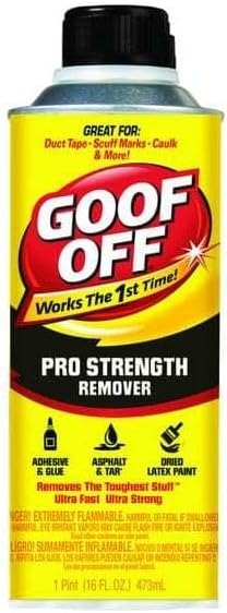 GOO'F OF'F Pro Strength Adhesive Remover, 16 oz, Non-Asol Can, Liquid, Unscented, Ready to Use, for Aluminum, Ceramic