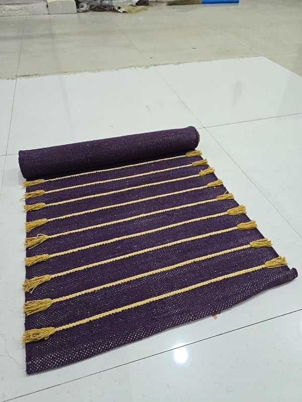 Payal Rugs Organic Cotton Yoga Mat Eco-Friendly Hand-Woven Rug-Non-Slip & Thick (24”x72”x5mm) for Everyday Fitness at