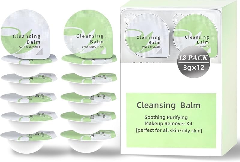 12Pack Makeup Remover Balm Travel Kit, Cleansing Balm Mini for Oil & Combination Skin, Deeply Hydrating Facial