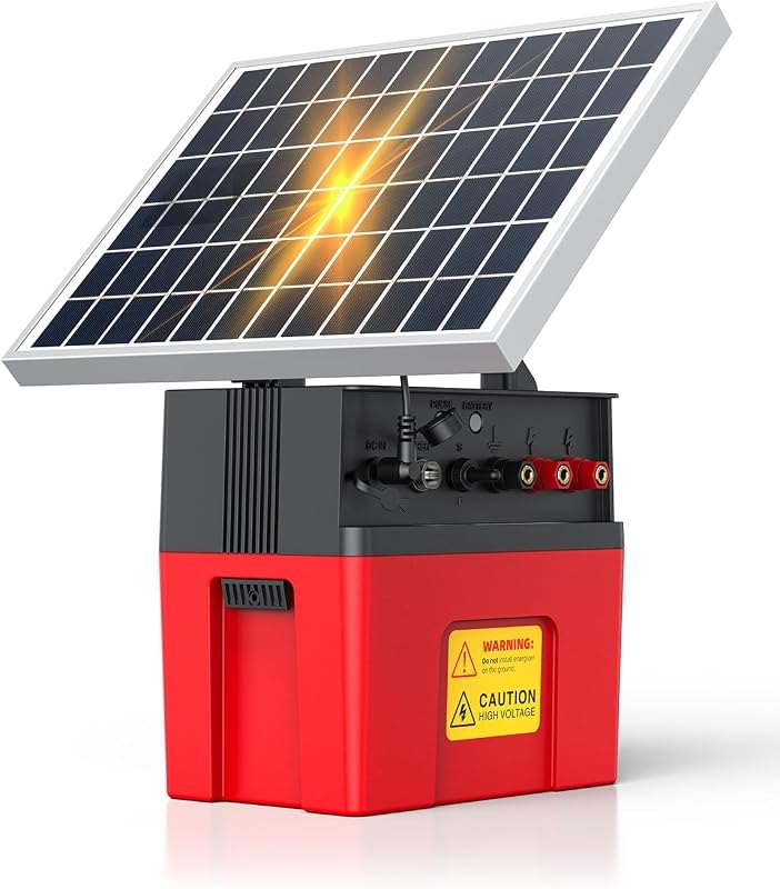 Solar Electric Fence Charger, 20 Miles, 1.2J, Solar + AC Backup — electric-fence-charger-heavy for electric fence