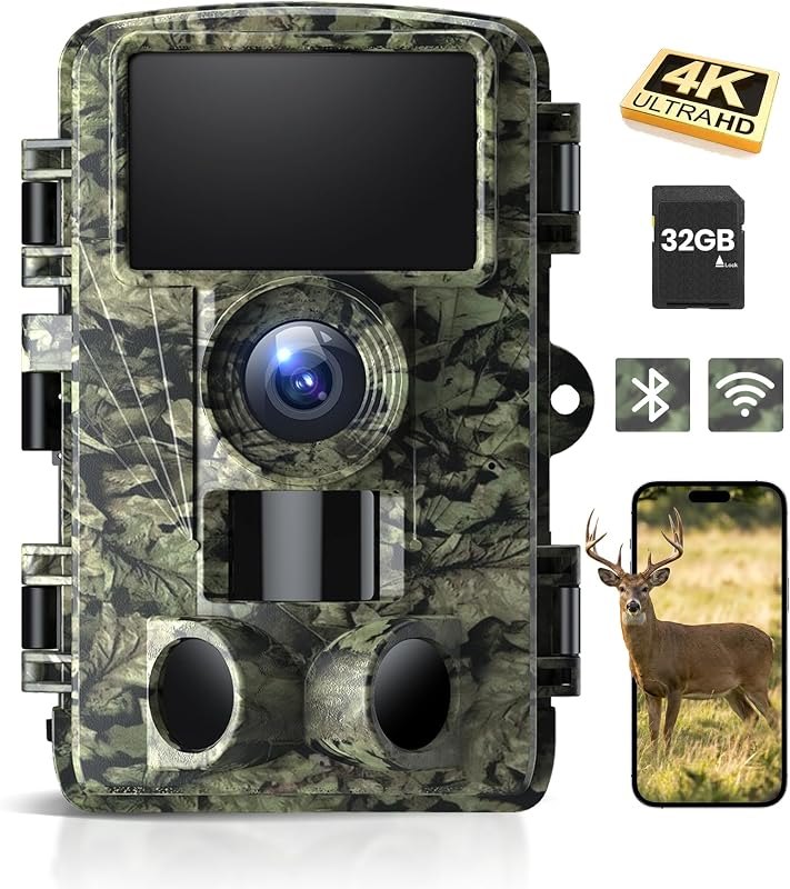 Trail Camera - 4K 48MP WiFi Game Camera with Night Vision, 0.05s Trigger Motion Activated, IP66 Waterproof, 130