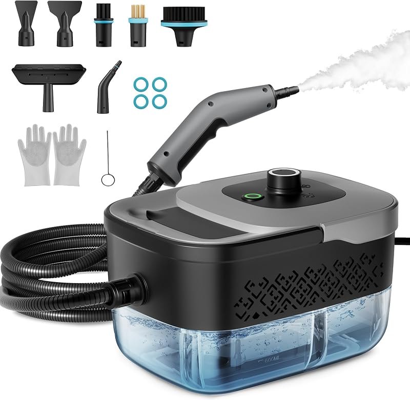 Steam Cleaner, Portable Steam Cleaner for Home with 1800W High Pressure, 15s Heat-Up,1600ML Large Tank, Handheld Steam