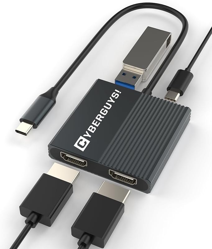 Cyberguys 4-in-1 USB-C to Dual HDMI Adapter — 4K HDMI for best USB-C hub under 40