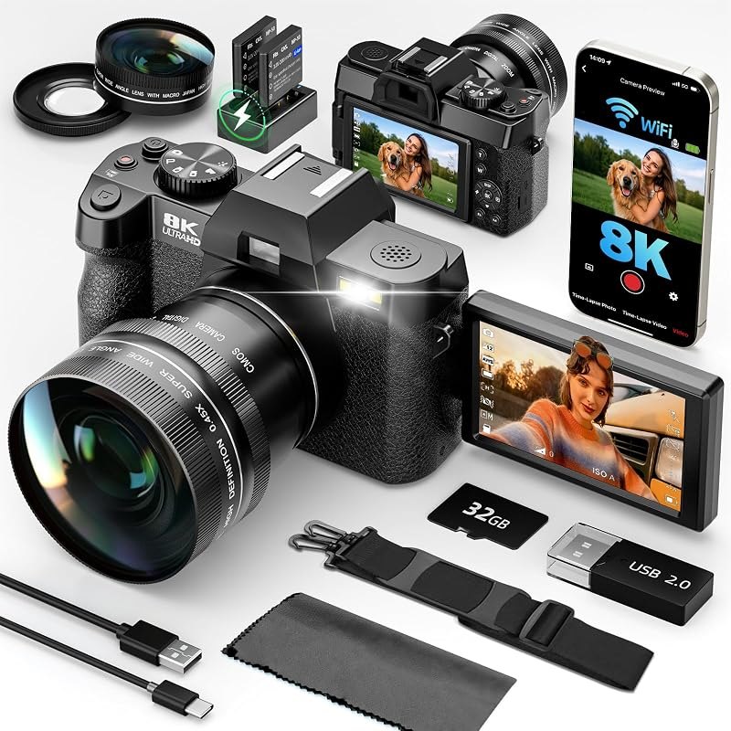 8K Digital Cameras Kit for Photography with Dual-Lens — Cameras and the accessories that mak for cameras accessories