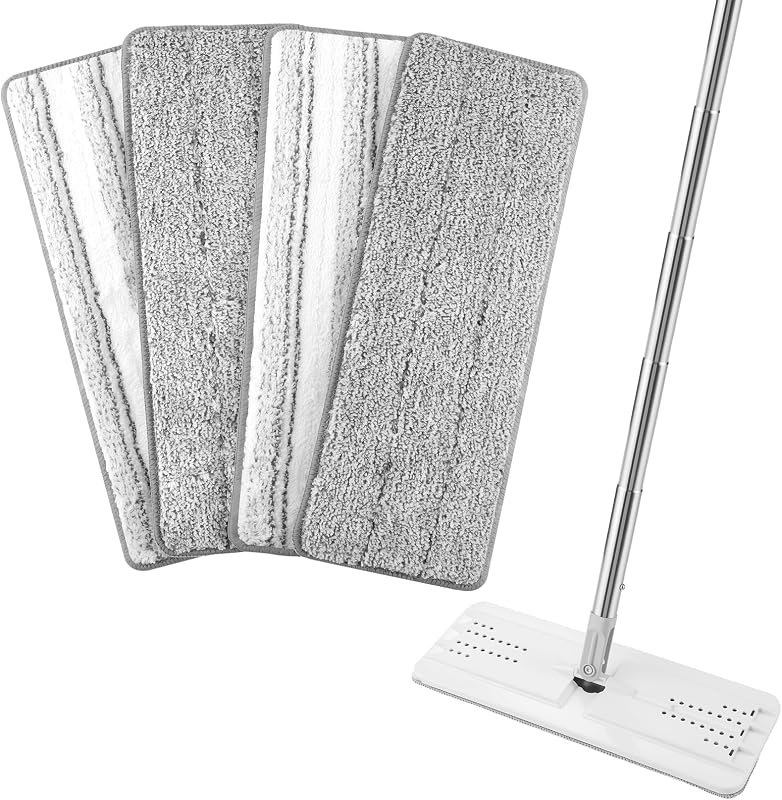 4 Pack 13"×4.9" Mop Replacement Pads Compatible with JOYMOOP Flat Mop — flat mop pads for spin mop refill under 30