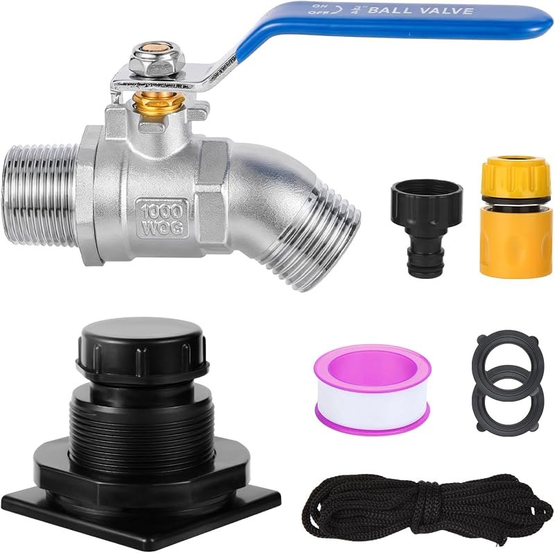 Stock Tank Drain Plug Kit for rubbermaid Commercial 50 70 100 150 300 Gallon Stock Tanks with 3/4" NPT ×3/4" GHT