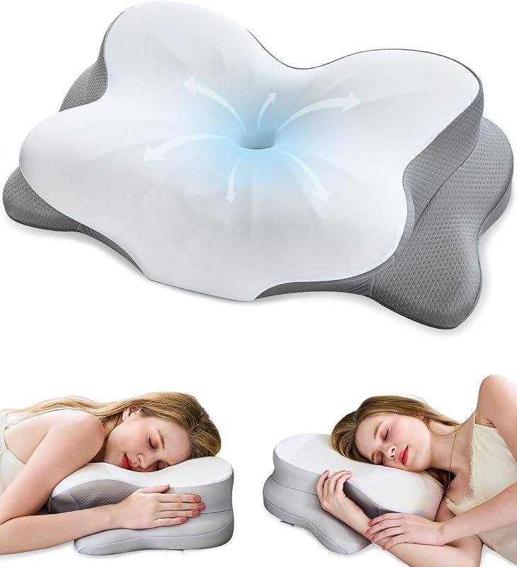Cervical Neck Pillow, Memory Foam Pillow with Dual Height, White — neck pillow for best packing cubes under 40