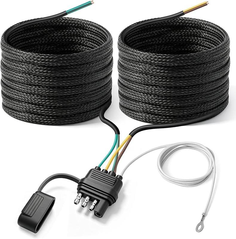 25 FT 4 Pin Trailer Wiring Harness，Waterproof Trailer Wiring Kit — trailer-wiring-kit-pack for trailer wiring kit